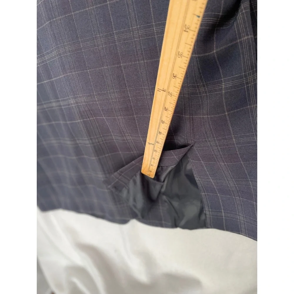 Giorgio Brutini Suit Mens 48L‎ Gray Plaid 3-Button Blazer Pleated Pants W42 Set
